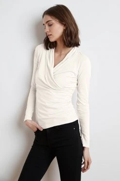 Velvet By Graham & Spencer MERI WRAP FRONT FITTED TOP Womens 79 Velvet By Graham & Spencer MERI WRAP FRONT FITTED TOP Womens