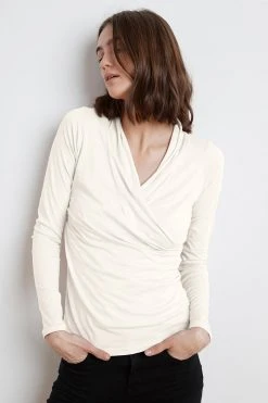 Velvet By Graham & Spencer MERI WRAP FRONT FITTED TOP Womens 77 Velvet By Graham & Spencer MERI WRAP FRONT FITTED TOP Womens