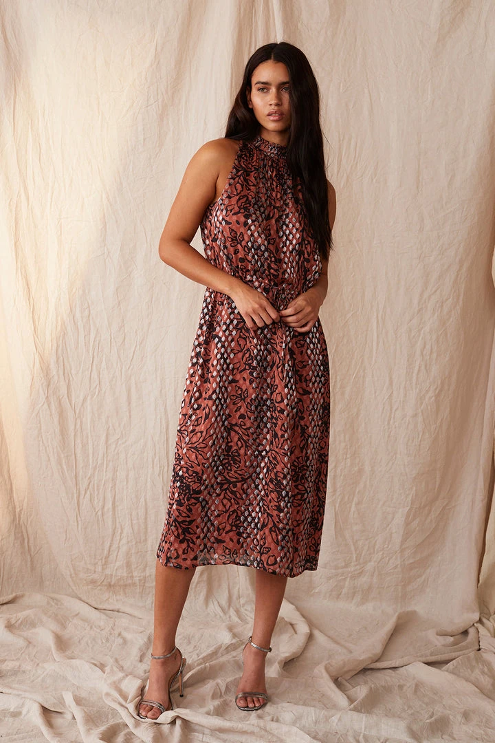 Velvet By Graham & Spencer Womens SHEENA METALLIC PRINTED DRESS 3 Velvet By Graham & Spencer Womens SHEENA METALLIC PRINTED DRESS