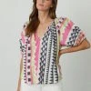 Velvet By Graham & Spencer MARIE NEON JACQUARD BOHO TOP Womens 2 Velvet By Graham & Spencer MARIE NEON JACQUARD BOHO TOP Womens