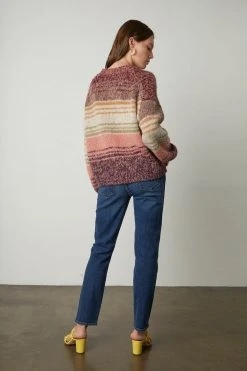 Velvet By Graham & Spencer LARA STRIPED BUTTON FRONT CARDIGAN