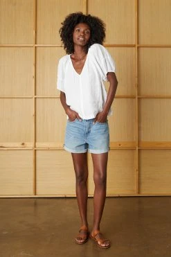 Velvet By Graham & Spencer Womens CALLIN PUFF SLEEVE LINEN TOP 27 Velvet By Graham & Spencer Womens CALLIN PUFF SLEEVE LINEN TOP