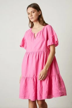 Velvet By Graham & Spencer NOOR LINEN TIERED DRESS Womens 20 Velvet By Graham & Spencer NOOR LINEN TIERED DRESS Womens
