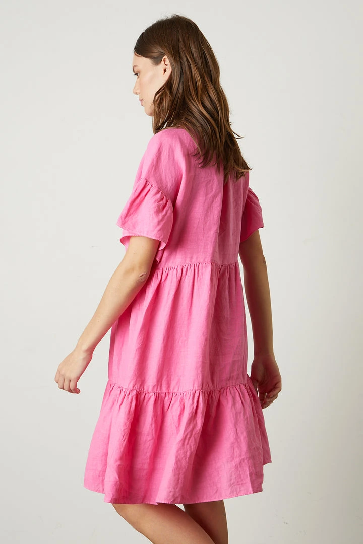 Velvet By Graham & Spencer NOOR LINEN TIERED DRESS Womens 11 Velvet By Graham & Spencer NOOR LINEN TIERED DRESS Womens
