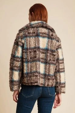Velvet By Graham & Spencer Womens ERICA PLAID FAUX SHERPA JACKET 9 Velvet By Graham & Spencer Womens ERICA PLAID FAUX SHERPA JACKET