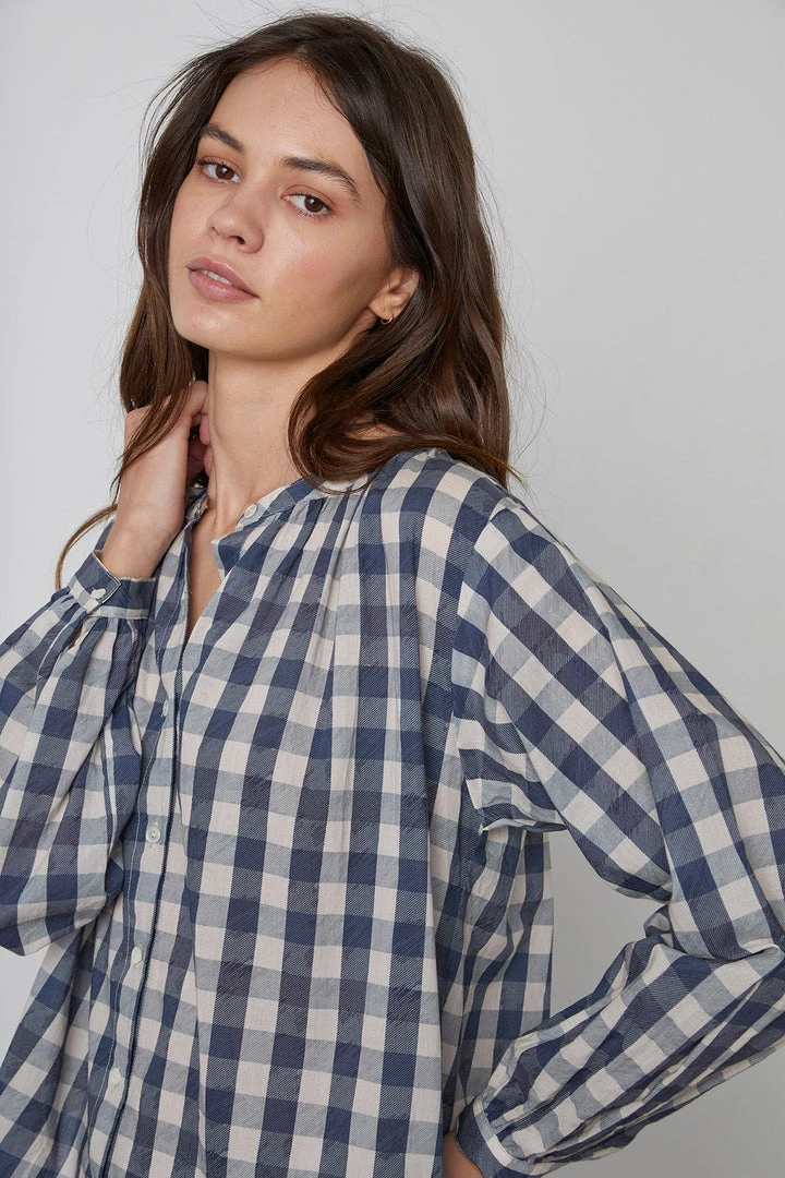 Velvet By Graham & Spencer SHIREEN PRINTED GINGHAM BUTTON-UP BLOUSE 8 Velvet By Graham & Spencer SHIREEN PRINTED GINGHAM BUTTON-UP BLOUSE