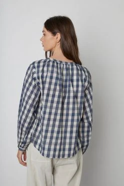 Velvet By Graham & Spencer SHIREEN PRINTED GINGHAM BUTTON-UP BLOUSE 21 Velvet By Graham & Spencer SHIREEN PRINTED GINGHAM BUTTON-UP BLOUSE