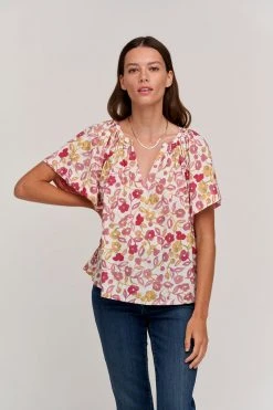 Velvet By Graham & Spencer JUNO PRINTED COTTON CAMBRIC TOP Womens 14 Velvet By Graham & Spencer JUNO PRINTED COTTON CAMBRIC TOP Womens