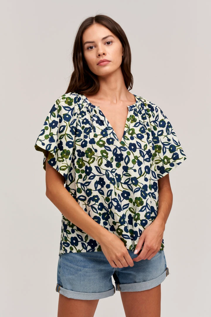 Velvet By Graham & Spencer JUNO PRINTED COTTON CAMBRIC TOP Womens 4 Velvet By Graham & Spencer JUNO PRINTED COTTON CAMBRIC TOP Womens