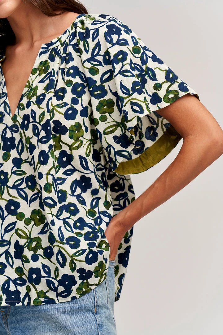 Velvet By Graham & Spencer JUNO PRINTED COTTON CAMBRIC TOP Womens 6 Velvet By Graham & Spencer JUNO PRINTED COTTON CAMBRIC TOP Womens