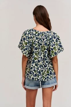 Velvet By Graham & Spencer JUNO PRINTED COTTON CAMBRIC TOP Womens 12 Velvet By Graham & Spencer JUNO PRINTED COTTON CAMBRIC TOP Womens