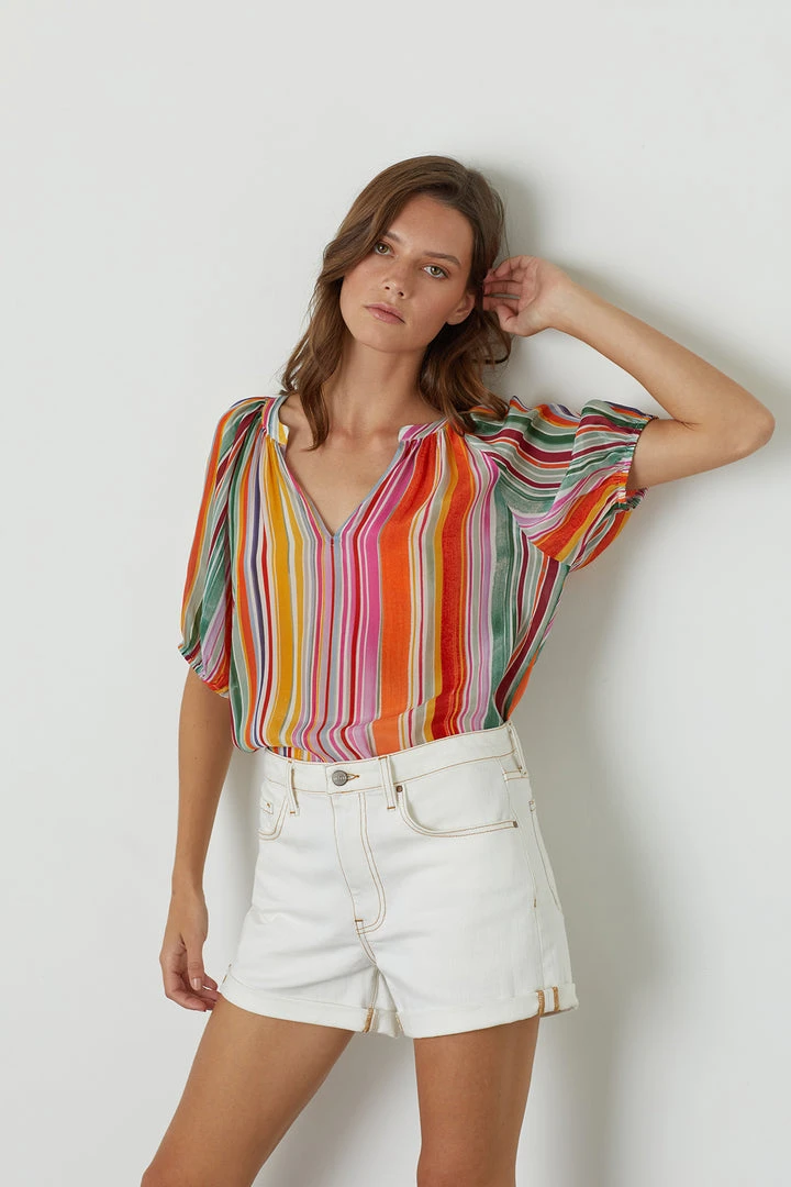 Velvet By Graham & Spencer JESSICA V-NECK PRINTED TOP Womens 6 Velvet By Graham & Spencer JESSICA V-NECK PRINTED TOP Womens