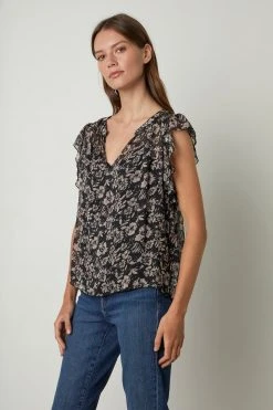 Velvet By Graham & Spencer DEMI PRINTED BLOUSE