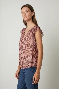 Velvet By Graham & Spencer DEMI PRINTED BLOUSE 14 Velvet By Graham & Spencer DEMI PRINTED BLOUSE
