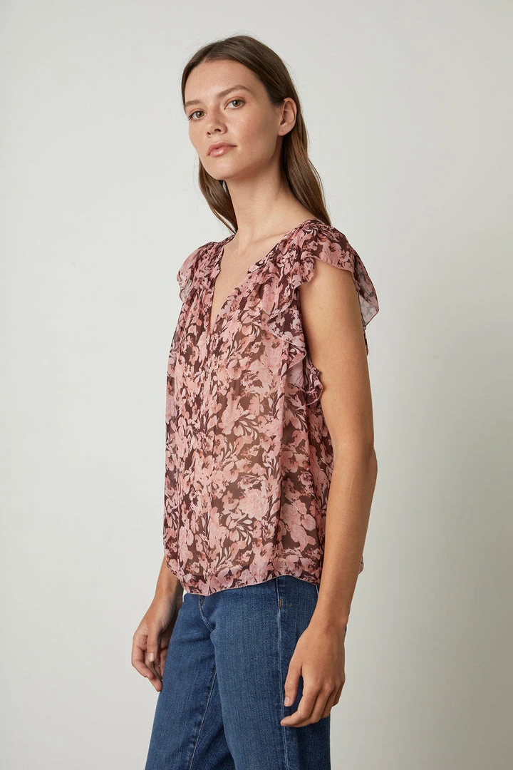 Velvet By Graham & Spencer DEMI PRINTED BLOUSE 8 Velvet By Graham & Spencer DEMI PRINTED BLOUSE