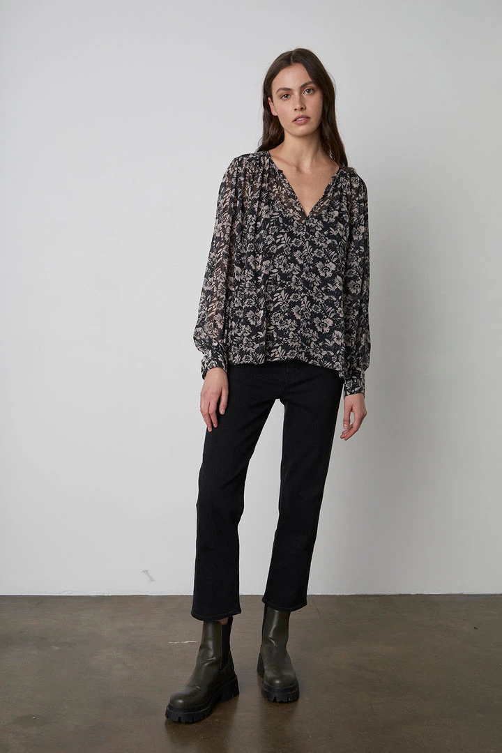 Velvet By Graham & Spencer MILEY PRINTED BOHO BLOUSE Womens 8 Velvet By Graham & Spencer MILEY PRINTED BOHO BLOUSE Womens