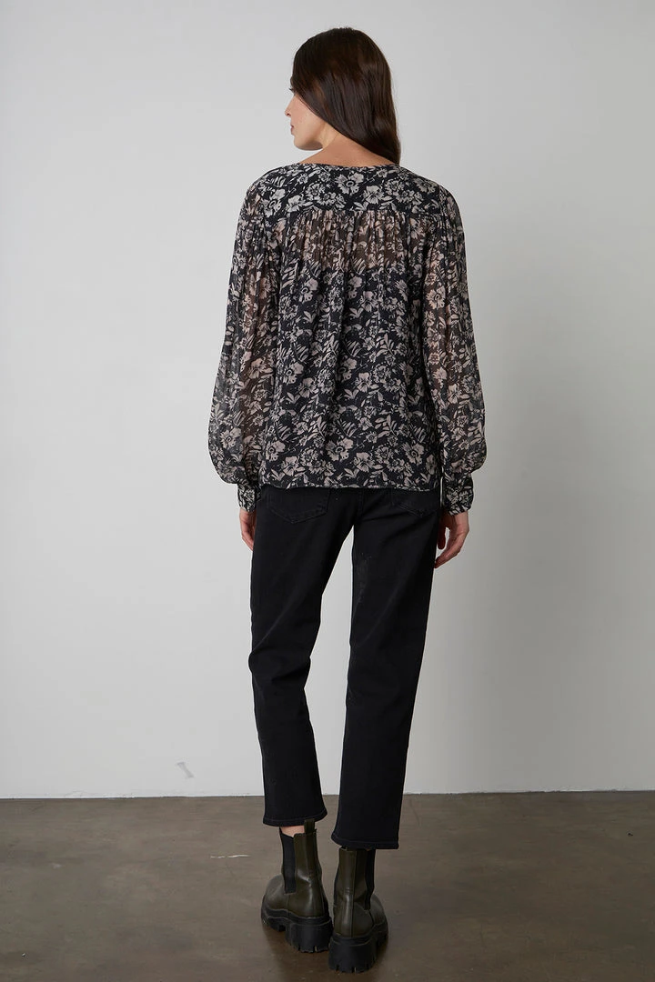 Velvet By Graham & Spencer MILEY PRINTED BOHO BLOUSE Womens 9 Velvet By Graham & Spencer MILEY PRINTED BOHO BLOUSE Womens