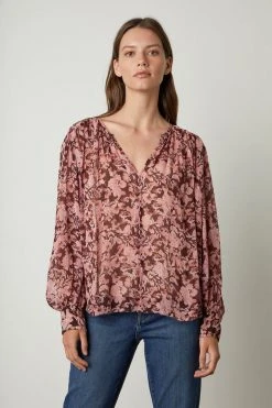 Velvet By Graham & Spencer MILEY PRINTED BOHO BLOUSE Womens