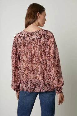 Velvet By Graham & Spencer MILEY PRINTED BOHO BLOUSE Womens 12 Velvet By Graham & Spencer MILEY PRINTED BOHO BLOUSE Womens