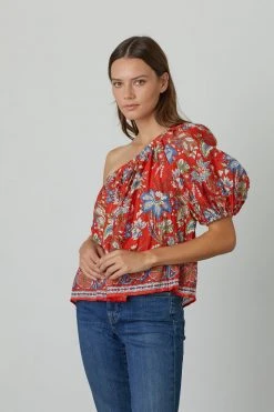 Velvet By Graham & Spencer DIANA ONE SHOULDER PRINTED TOP Womens