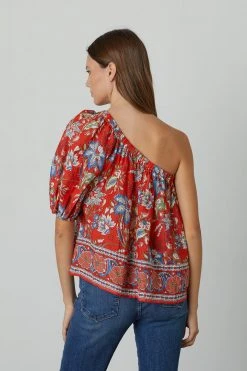 Velvet By Graham & Spencer DIANA ONE SHOULDER PRINTED TOP Womens