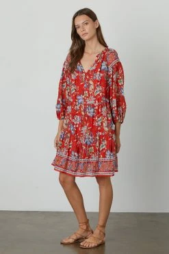 Velvet By Graham & Spencer Womens LILAH PRINTED TIERED DRESS