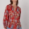 Velvet By Graham & Spencer MIKAYLA BUTTON-UP PRINTED BLOUSE Womens