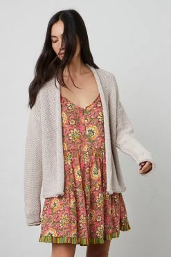 Velvet By Graham & Spencer JAZ TEXTURED TAPE YARN CARDIGAN Womens