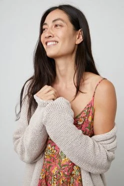 Velvet By Graham & Spencer JAZ TEXTURED TAPE YARN CARDIGAN Womens