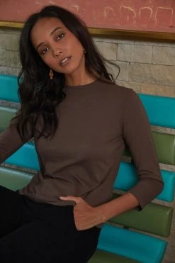 Velvet By Graham & Spencer QUINNY 3/4 SLEEVE MOCK NECK TEE Womens