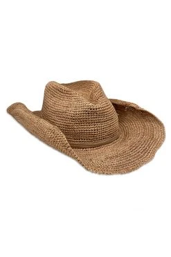 Velvet By Graham & Spencer Womens RAFFIA CROCHET COWBOY HAT