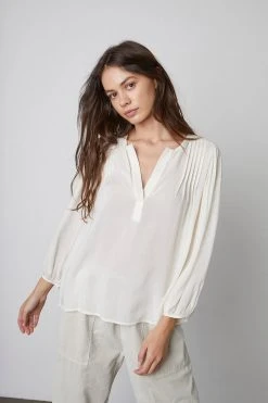 Velvet by Graham & Spencer Sales 54 Velvet By Graham & Spencer ELIZA HALF PLACKET BLOUSE
