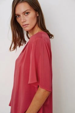 Velvet By Graham & Spencer Womens JAYCEE SPLIT NECK BLOUSE