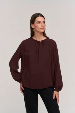 Velvet By Graham & Spencer Womens GINGER CHALLIS NECK TIE TOP