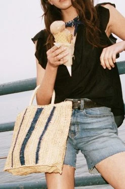 Velvet By Graham & Spencer ROW STRIPE STRAW BAG 7 Velvet By Graham & Spencer ROW STRIPE STRAW BAG