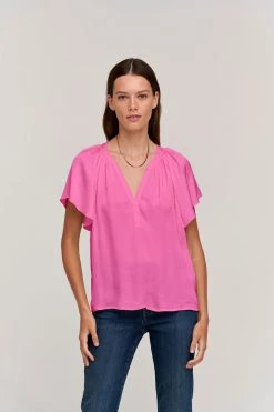 Velvet By Graham & Spencer LORENA V-NECK BLOUSE Womens