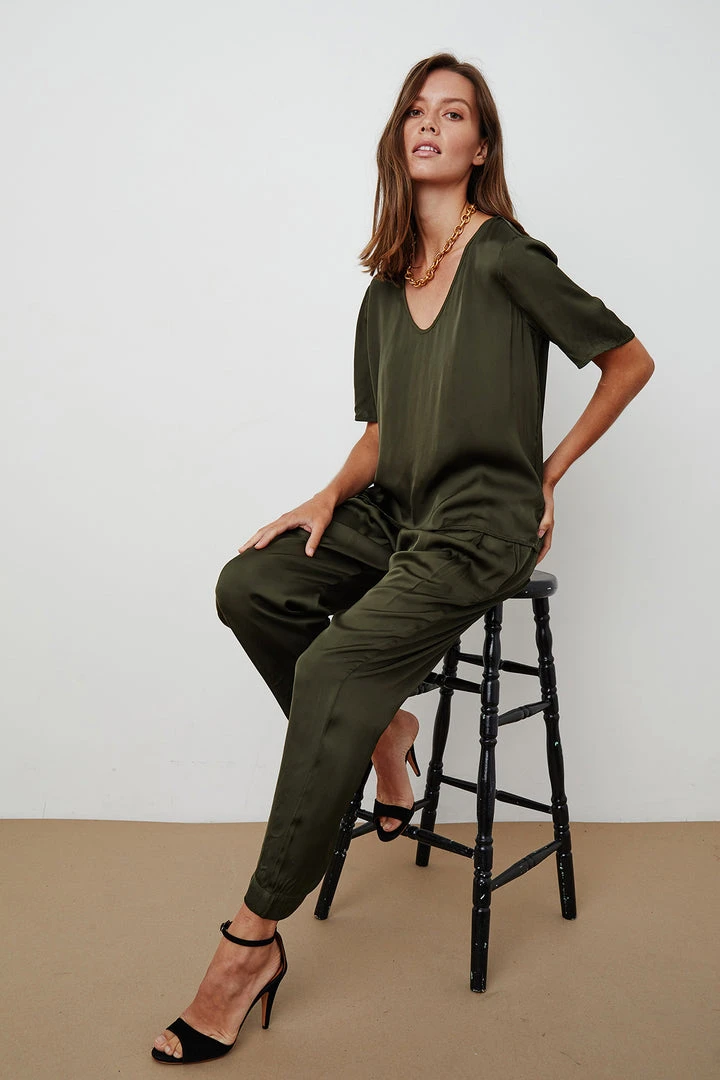 Velvet By Graham & Spencer HILLARY SATIN VISCOSE PLEATED PANT 5 Velvet By Graham & Spencer HILLARY SATIN VISCOSE PLEATED PANT