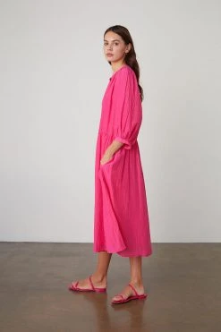 Velvet By Graham & Spencer Womens EMERSON BUTTON-UP MIDI DRESS
