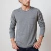 Velvet By Graham & Spencer Mens SIMEON CHARCOAL RAW EDGE COTTON SLUB TEE 1 Velvet By Graham & Spencer Mens SIMEON CHARCOAL RAW EDGE COTTON SLUB TEE