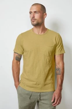 Velvet By Graham & Spencer CHAD RAW EDGE COTTON SLUB POCKET TEE