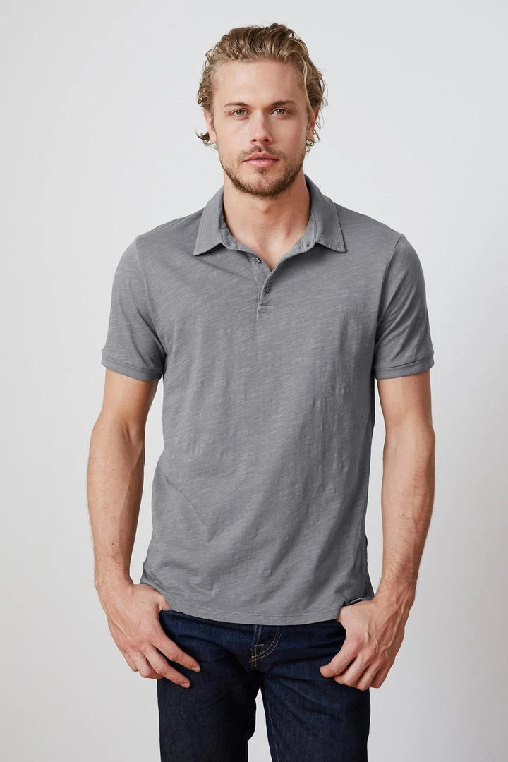 Velvet By Graham & Spencer Mens RANDALL COTTON SLUB POLO 14 Velvet By Graham & Spencer Mens RANDALL COTTON SLUB POLO