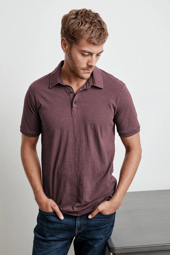 Velvet By Graham & Spencer Mens RANDALL COTTON SLUB POLO 3 Velvet By Graham & Spencer Mens RANDALL COTTON SLUB POLO