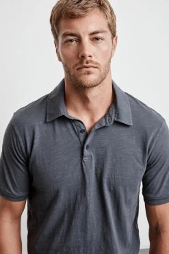 Velvet By Graham & Spencer Mens RANDALL COTTON SLUB POLO 20 Velvet By Graham & Spencer Mens RANDALL COTTON SLUB POLO