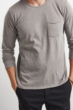 Velvet By Graham & Spencer SIMEON RAW EDGE COTTON SLUB TEE 44 Velvet By Graham & Spencer SIMEON RAW EDGE COTTON SLUB TEE