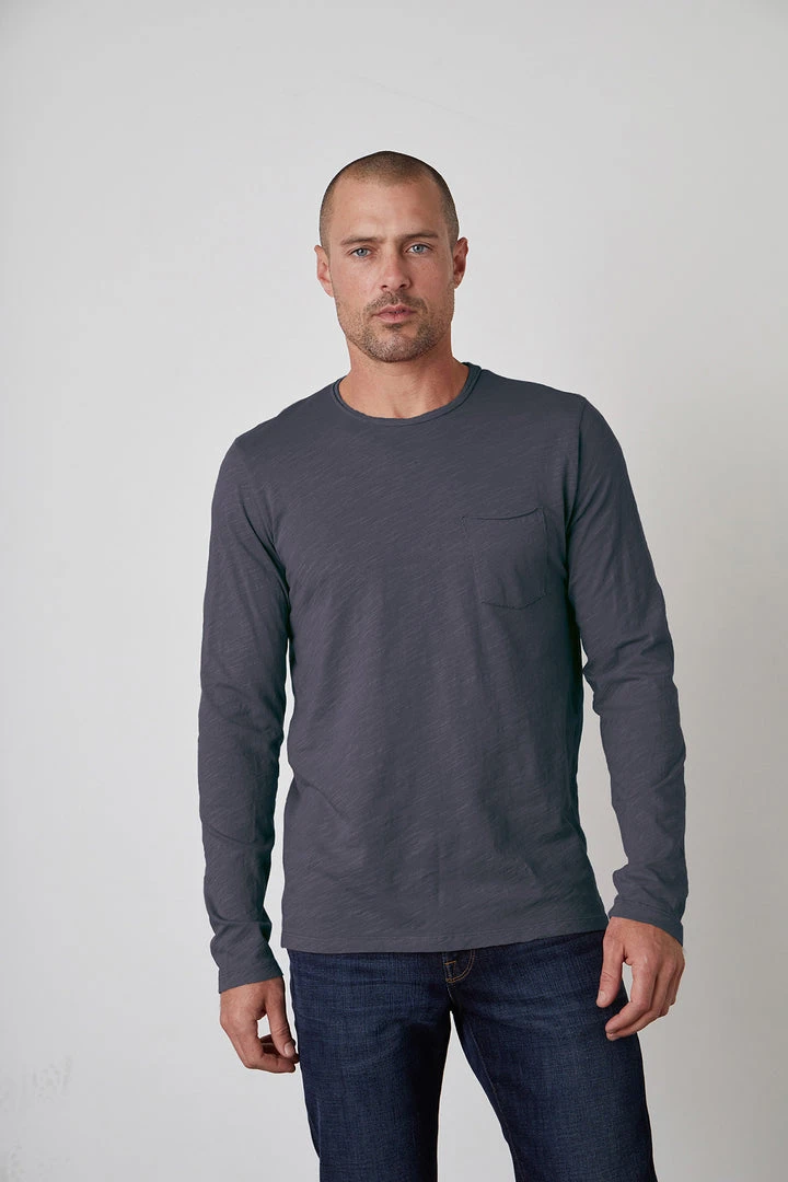 Velvet By Graham & Spencer SIMEON RAW EDGE COTTON SLUB TEE 5 Velvet By Graham & Spencer SIMEON RAW EDGE COTTON SLUB TEE