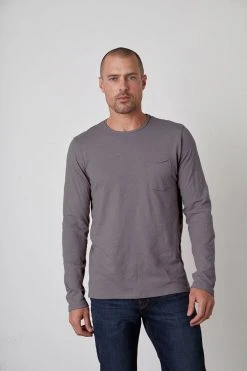 Velvet By Graham & Spencer SIMEON RAW EDGE COTTON SLUB TEE Mens