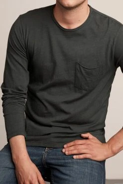 Velvet By Graham & Spencer SIMEON RAW EDGE COTTON SLUB TEE 52 Velvet By Graham & Spencer SIMEON RAW EDGE COTTON SLUB TEE