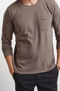 Velvet By Graham & Spencer SIMEON RAW EDGE COTTON SLUB TEE 36 Velvet By Graham & Spencer SIMEON RAW EDGE COTTON SLUB TEE