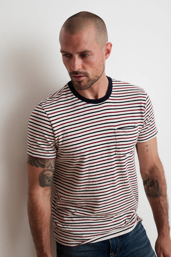 Velvet By Graham & Spencer ARCHIE STRIPED POCKET TEE Mens 4 Velvet By Graham & Spencer ARCHIE STRIPED POCKET TEE Mens