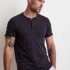 Velvet By Graham & Spencer HESTON SUEDED JERSEY HENLEY Mens